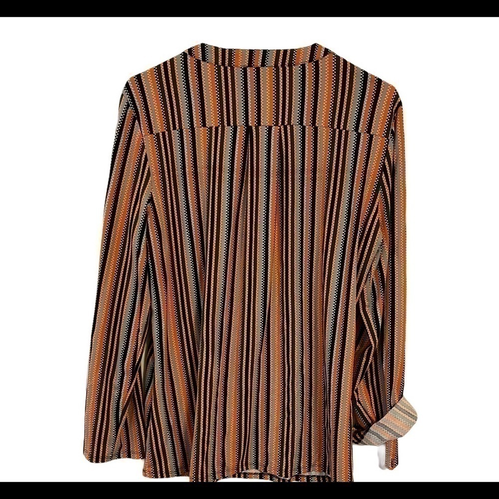 ROBERT LOUIS Striped Zippered Blouse Top Shirt - Picture 8 of 8